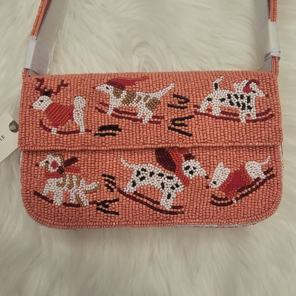 NWT Anthropologie The Fiona Beaded Bag - Sled With Dogs - Picture 3 of 6